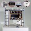 1/12 Scale Dollhouse University Dormitory Furniture Set with Bed, Desk Chair, Computer and Miniature Accessories view 2