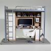 1/12 Scale Dollhouse University Dormitory Furniture Set with Bed, Desk Chair, Computer and Miniature Accessories view 3