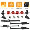 Fraizoe RC Hardened Steel CVD Drive Shafts Set with Adapters, Nuts, Center Drive Cups, Front Rear Dogbone Driveshaft Axles Upgrades Part for 1/16 Mojave Grom ARA2304, ARA2304S, ARA2104 (Black,Red) view 4