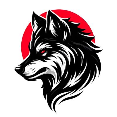 Wolf Dog Car Decal, 2-Pack Waterproof Vinyl Stickers, Black and Red Design for Vehicle Decoration#d081