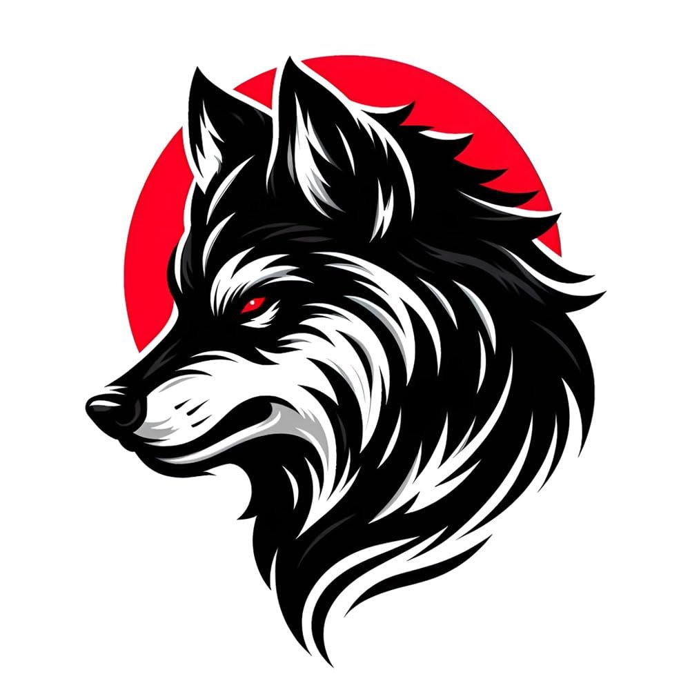 Wolf Dog Car Decal, 2-Pack Waterproof Vinyl Stickers, Black and Red Design for Vehicle Decoration#d081