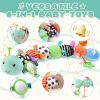 AWOTOY Baby Toys 0-6-12 Months,Musical Caterpillar Stuffed Animals Activity Infant Toys with Crinkle,Rattles,Mirror&Pull String,Muti-Sensory Toys Gifts for Newborn Tummy Time,Mint Blue|Leafy view 3