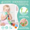 AWOTOY Baby Toys 0-6-12 Months,Musical Caterpillar Stuffed Animals Activity Infant Toys with Crinkle,Rattles,Mirror&Pull String,Muti-Sensory Toys Gifts for Newborn Tummy Time,Mint Blue|Leafy view 4