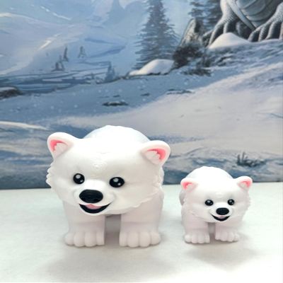 2pcs 3D Printed Polar Bear, Full Articulated Mother and Child Bear, Cute Arctic-Inspired Animal Toy, Stress Relief Fidget Toy, Desk Decor - AWPB-MC-WHT