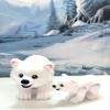 2pcs 3D Printed Polar Bear, Full Articulated Mother and Child Bear, Cute Arctic-Inspired Animal Toy, Stress Relief Fidget Toy, Desk Decor - AWPB-MC-WHT view 2