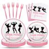 100 Pcs Bachelorette Tableware Party Supplies Set, Serves 25 Disposable Pink Paper Plates, Napkins, and Forks for Bridal Shower, Hen Party, Engagement, Girls Night, Valentines Day Decorations view 1