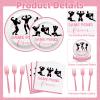100 Pcs Bachelorette Tableware Party Supplies Set, Serves 25 Disposable Pink Paper Plates, Napkins, and Forks for Bridal Shower, Hen Party, Engagement, Girls Night, Valentines Day Decorations view 3