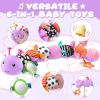 AWOTOY Baby Toys 0-6-12 Months,Musical Caterpillar Stuffed Animals Activity Infant Toys with Crinkle,Rattles,Mirror&Pull String,Muti-Sensory Toys Gifts for Newborn Tummy Time,Taro Purple|Leafy view 3