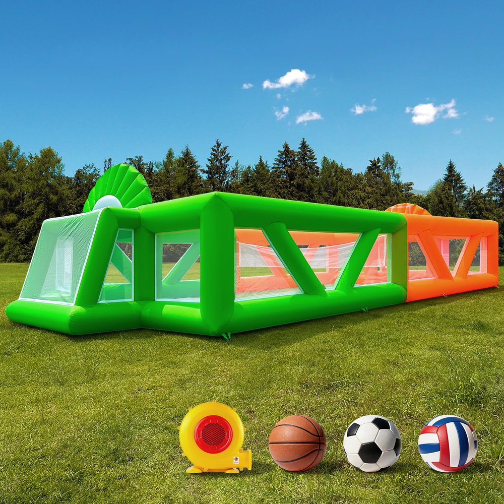 3-in-1 Inflatable Sports Court with 680W Blower, Multi-Game Arena for Soccer, Volleyball & Basketball, Perfect for Backyard, School Events, and Team Training