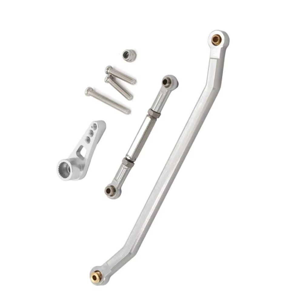 Compatible with MN128 1/12 Remote Control Car Upgrade Parts Modification Spare Aluminum Alloy Stronger Steering Link Rod Kit RC Car Accessories(Silver)
