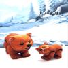 2pcs 3D Printed Brown Polar Bear, Full Articulated Mother and Child Bear, Cute Arctic-Inspired Animal Toy, Stress Relief Fidget Toy, Desk Decor - AWPB-MC-BRWN view 1