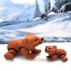 2pcs 3D Printed Brown Polar Bear, Full Articulated Mother and Child Bear, Cute Arctic-Inspired Animal Toy, Stress Relief Fidget Toy, Desk Decor - AWPB-MC-BRWN view 2