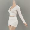 1:6 Scale Female Figure Clothing Set - Crop Top and Short Skirt for 12 Inch Doll Dress Up- White view 4
