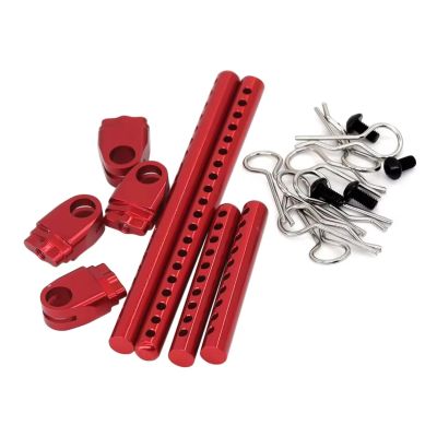 Parts For Tamiya For TT02 For TT-02 1 Set Metal Body Pillar Bracket RC Car Shell With R Clip Fixing Pillar Assembly Parts Model Upgrade Parts(Red)