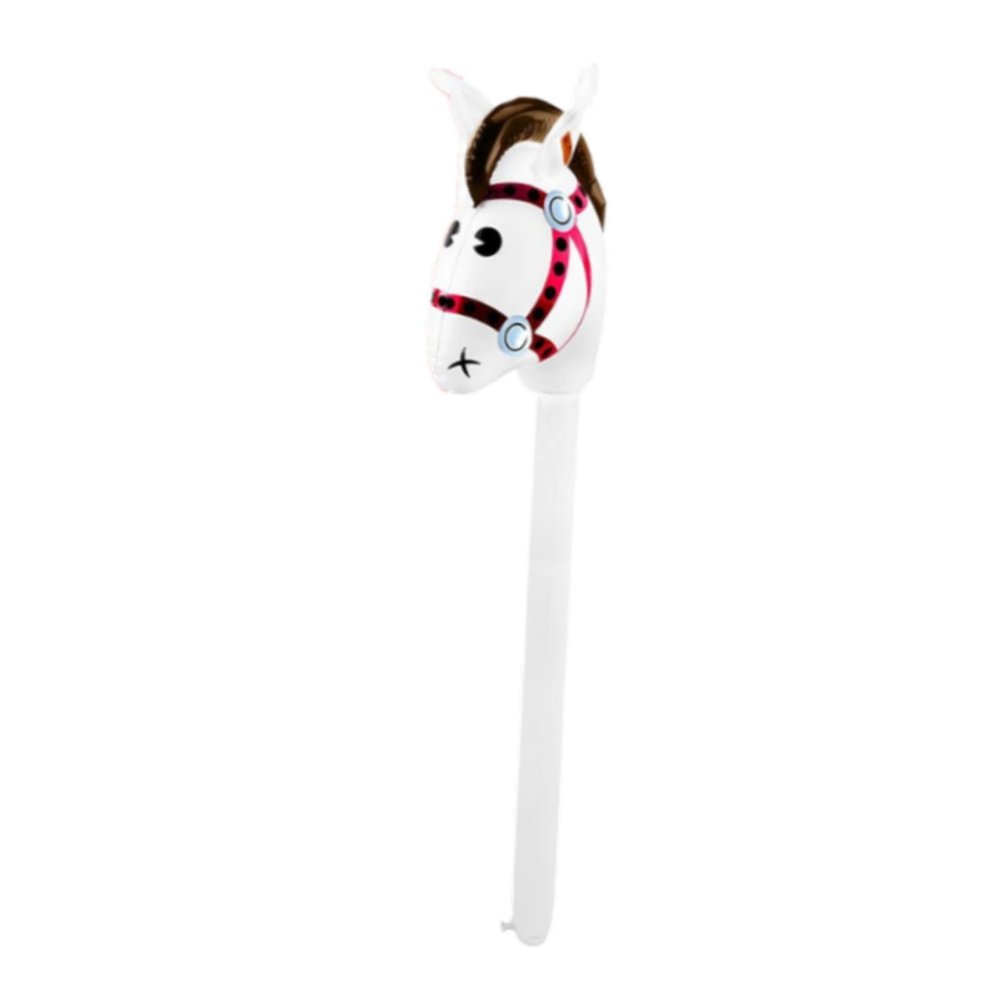 getuse Inflatable Hobby Horse Stick Toy PVC Horse Head on Stick for Party Decorations 37.01x13.39inch- White Red Head