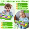 Dinosaur Kids Guitar 2-in-1 Musical Instruments for 3 4 5 Year Old Boys Girls Gifts, Toddler Electric Guitar Piano Toy with Strap & Dino Design (Green) view 2