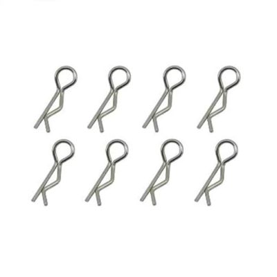 RC Parts For HSP 02053 94122 94123 94166 94155 94177 94188 1/8 8pcs Stainless Steel Bend Body R Clips RC Car Repairs Accessories(Silver)