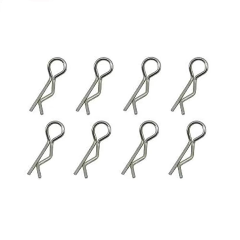 RC Parts For HSP 02053 94122 94123 94166 94155 94177 94188 1/8 8pcs Stainless Steel Bend Body R Clips RC Car Repairs Accessories(Silver)