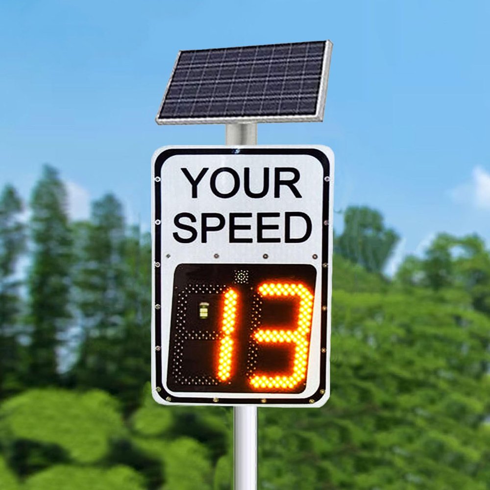 Solar Powered Speed Display Radar Traffic Sign, Flashing Speed Limit Indicator, Led Traffic Feedback Warning Sign, Applicable to Speed-Limited Roads (White 50 * 70cm)