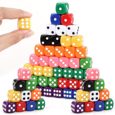 50 Pieces Colored Dice Set 16mm Standard Game Dices Acrylic 6 Sided Colorful Bulk Casino Dice for Casino Theme Party Board Games Vegas Birthday Party Supplies (Rounded Corner)