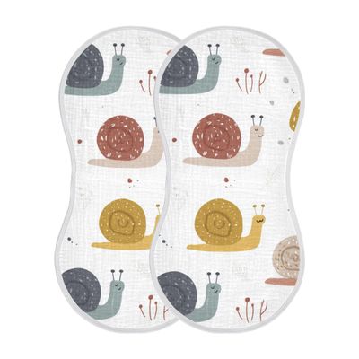 Mazeann Forest Cute Snail Burp Cloths Baby Boys Girls Absorbent Soft Cotton Burping Cloths Rags, 2 Pack
