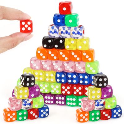 50 Pieces Colored Dice Set 16mm Standard Game Dices Acrylic 6 Sided Colorful Bulk Casino Dice for Casino Theme Party Board Games Vegas Birthday Party Supplies (Rounded Corner)
