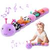 AWOTOY Baby Toys 0-6-12 Months,Musical Caterpillar Stuffed Animals Activity Infant Toys with Crinkle,Rattles,Muti-Teething Sensory Toy,Boy Girl Gifts for Newborn Tummy Time,Purple view 1