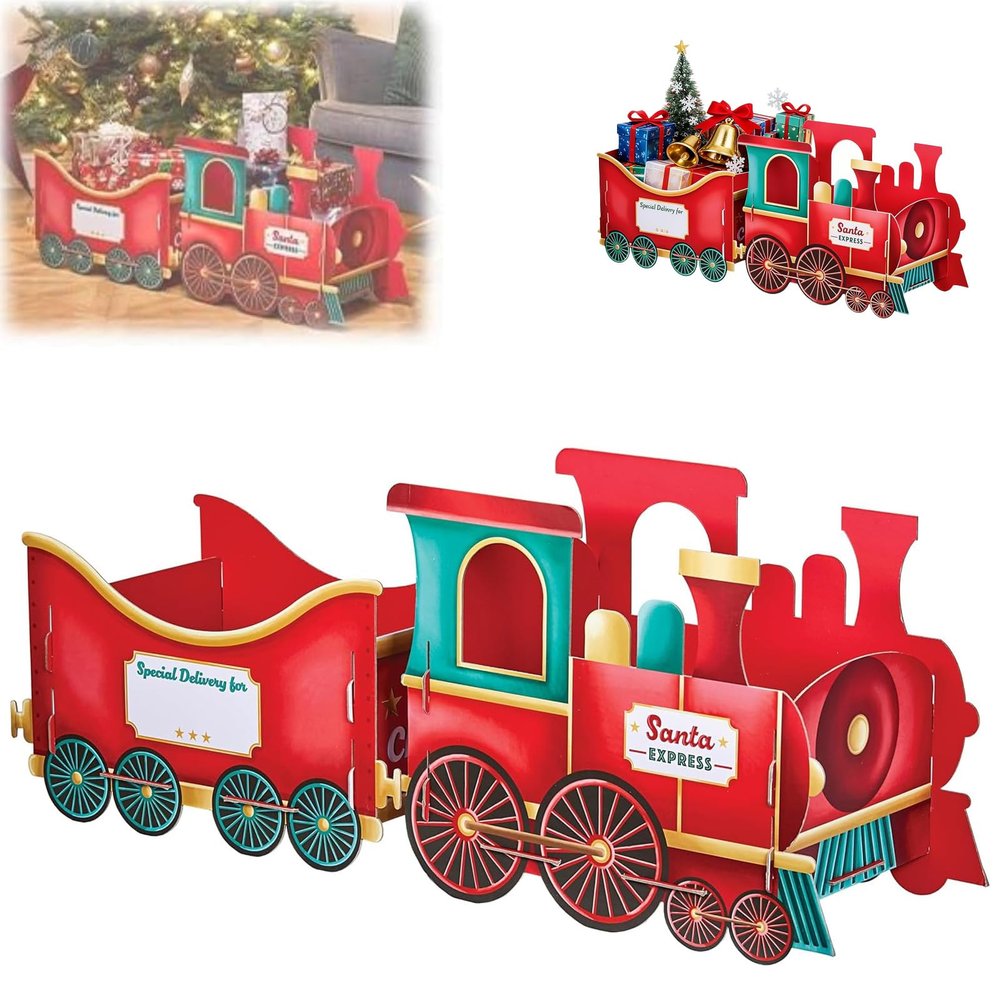 Christmas Presents Trains, DIY Santas Gift Train Deliver Holiday Cheer in Style, Cardboard Christmas Pr-esent Train, Gift & Candy Holder, Holiday Party Centerpiece, Family Christmas Decoration
