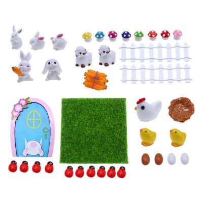 1/12 Dollhouse Easter Decoration Miniature Decor Accessory DIY Craft Set of 38 Pieces Spring Scene