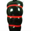 Black Latex Catsuit Inflatable Sleeping Sack Bag with Red Straps and Zipper,Black and Red,Men-XXL view 2
