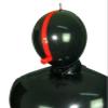 Black Latex Catsuit Inflatable Sleeping Sack Bag with Red Straps and Zipper,Black and Red,Men-XXL view 3