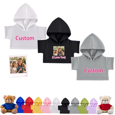 3 PCS Custom Teddy Bear Clothes with Photo Name, Personalized Stuffed Animal Clothing Fit 8 to 16inch Stuffed Bear Clothing, Personalized Doll Clothes Make Your Own Plush Doll Shirt