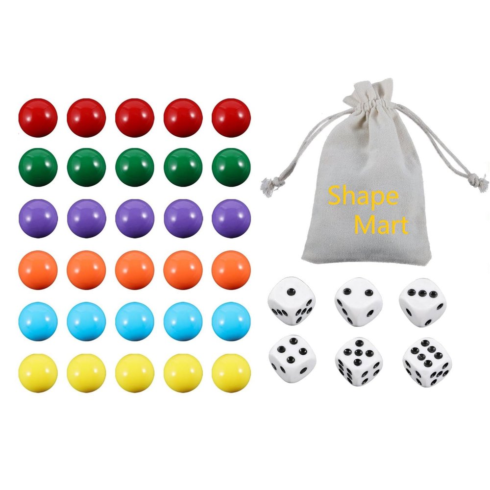 Marble for Games, 30Pcs Replacement Marbles with 1 Storage Bag, 6 Colors, 7 inch