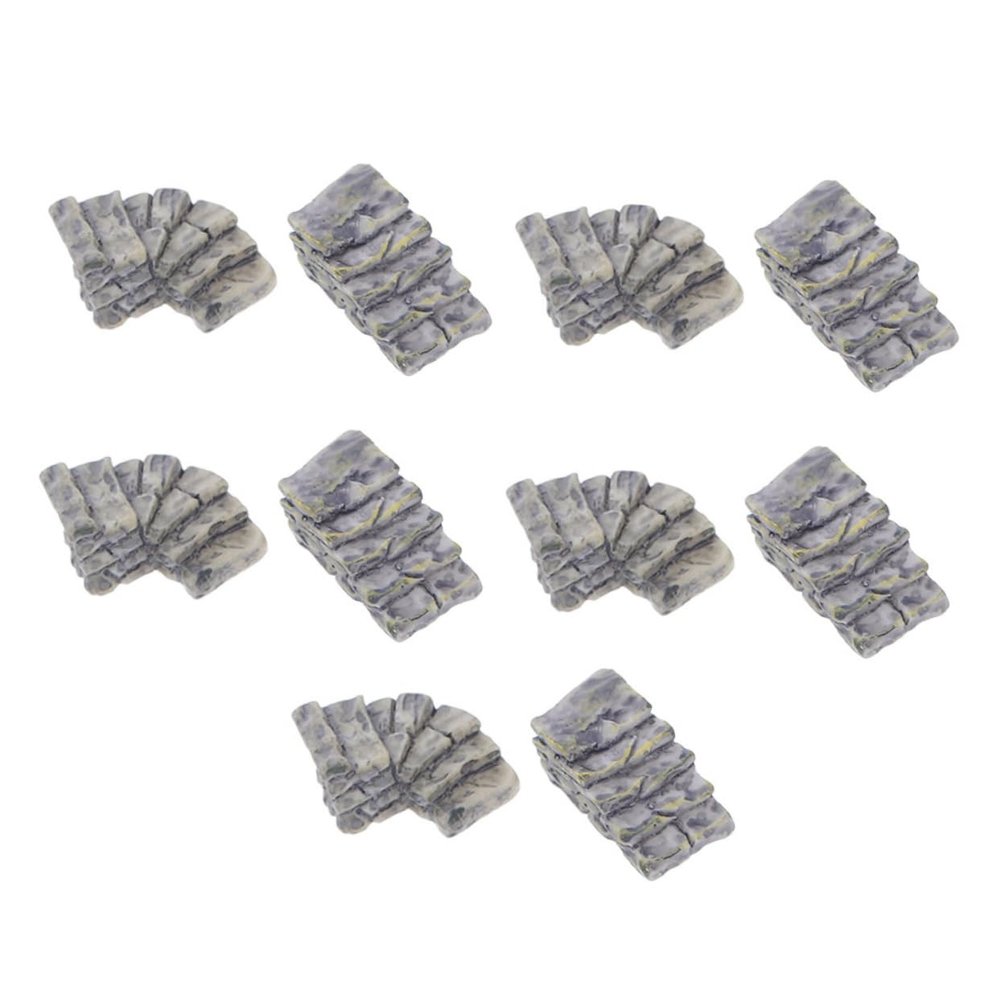 10Pcs Resin Miniature Stone Steps for DIY Micro Landscape Bent and Straight Stairs for Fairy Gardens Dollhouses Fish Tank Ornaments Garden and Desktop Decoration