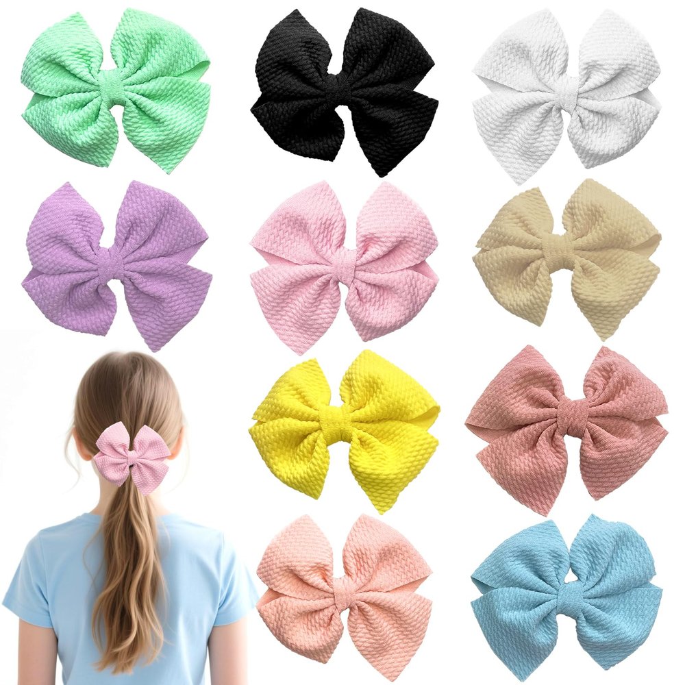 10pcs Baby Girls Hair Bow Clips Fully Lined Baby Bows Hair Pins Hair Bows Alligator Clips for Baby Girls Infants Toddlers