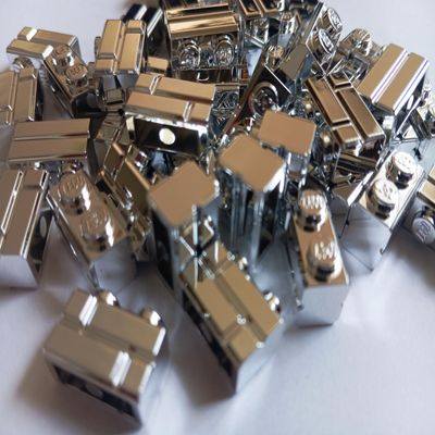 (10 Pieces) 1x2 Chrome Silver Brick, Modified Masonry Profile
