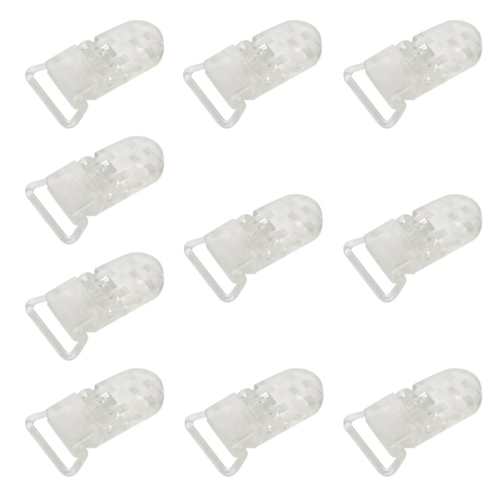 10-Pack Pacifier Clip Replacement Ends - BPA-Free Plastic Fasteners for DIY Baby Crafts, Sewing Bibs & Blankets Straps (3/4 Inch, Transparent)