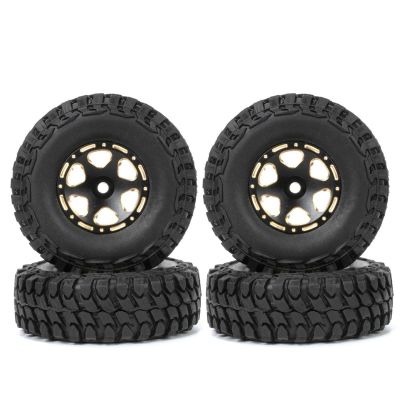 Rc Car Wheel Rim Tire for Axial SCX24 AXI00001 for Deadbolt for Gladiator 4pcs 1.0" Metal Beadlock Wheel Hub Rims Tires Set for 1/24 RC Crawler Car