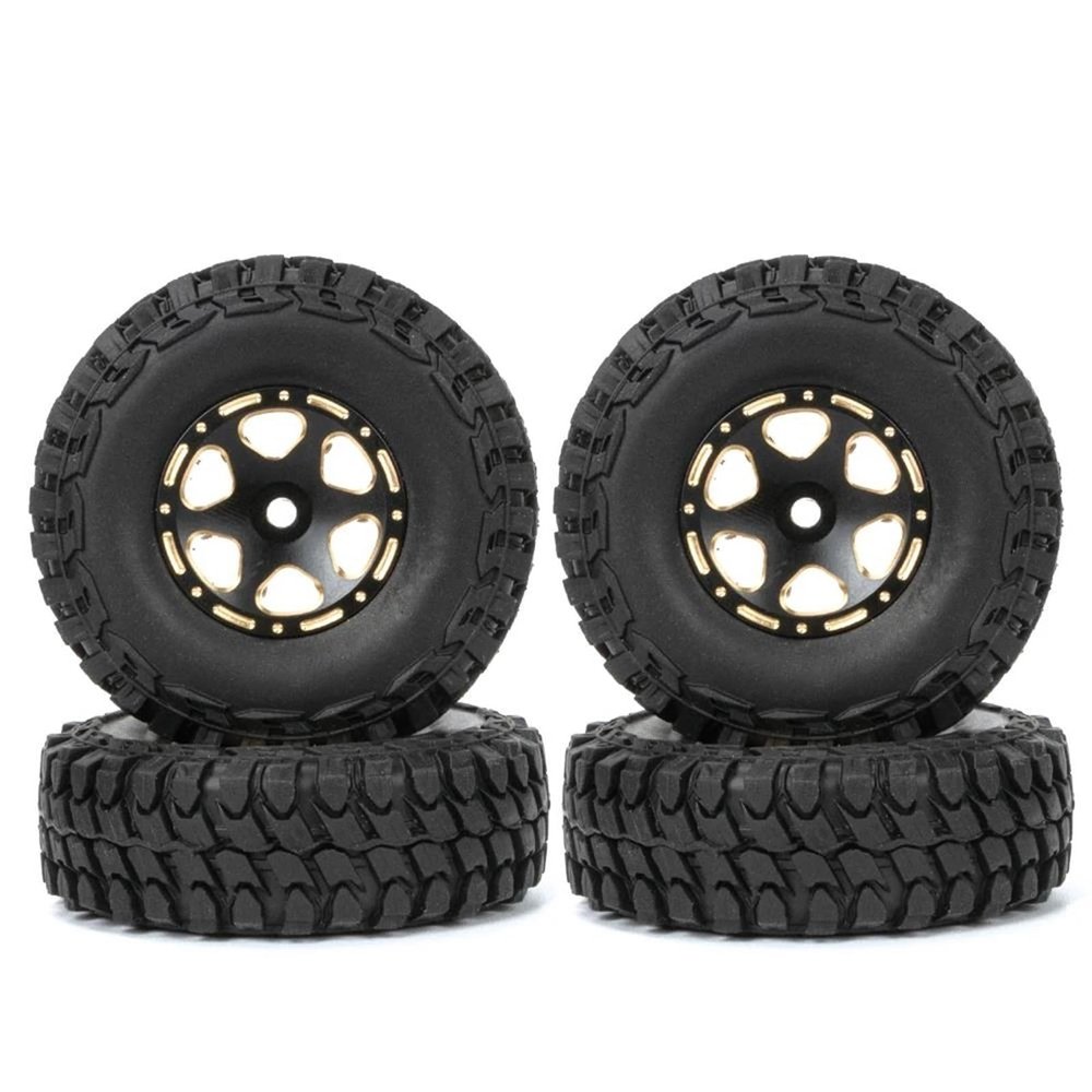 Rc Car Wheel Rim Tire for Axial SCX24 AXI00001 for Deadbolt for Gladiator 4pcs 1.0" Metal Beadlock Wheel Hub Rims Tires Set for 1/24 RC Crawler Car