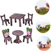 1Set Miniature Furniture Set, Mini Table and Chairs, Wooden Garden Decor for Tiny Houses, Micro Landscape Dollhouse Accessories view 2