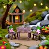 1Set Miniature Furniture Set, Mini Table and Chairs, Wooden Garden Decor for Tiny Houses, Micro Landscape Dollhouse Accessories view 4