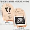 geuiotaim Wooden Sonogram Picture Frame, Double-Sided Ultrasound Photo Display for Pregnancy Announcement Gender Reveal & Nursery Decor Perfect Baby Gift for Expecting Mom and Dad Fits 4x3 Photo view 3