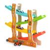 Wooden Race Track Car Ramp Toy Set with 6 Mini Cars, Educational Vehicle Playset for Toddlers 1-3 Years view 1