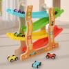 Wooden Race Track Car Ramp Toy Set with 6 Mini Cars, Educational Vehicle Playset for Toddlers 1-3 Years view 3