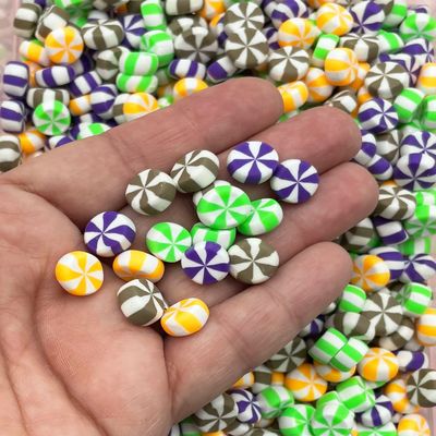 Miniature Halloween Peppermint Candy Cabochons Polymer Clay rdnqu (10 Pieces)