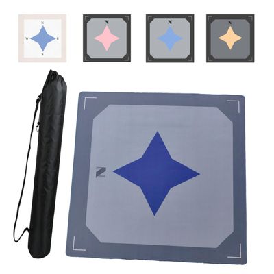 31.5x31.5 Inch Multi-Game Table Cover - Non-Slip, Noise Reducing Mahjong Mat with Geometric Compass Design & Carry Bag - for Board Games, Poker, Mahjong Nights (Navy)