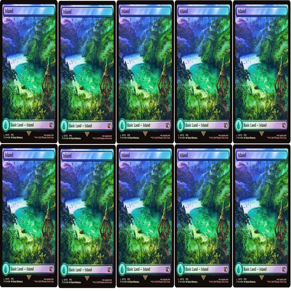 10x Magic The Gathering Final Fantasy Surge FOIL Full Art Lands - MTG - (Island #573 (Surge Foil))