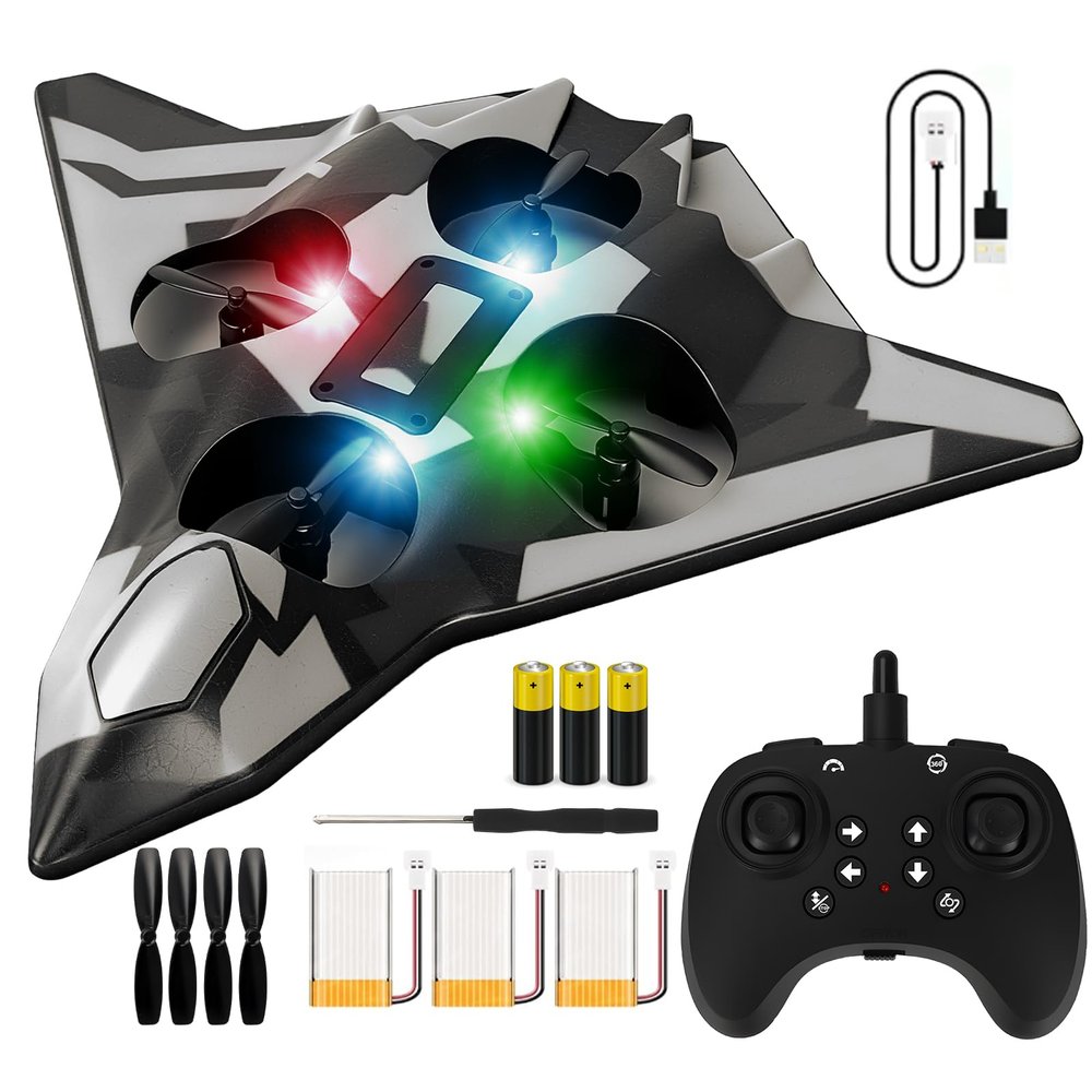 ZzzMgzzZ Foam Remote Control Airplanes for Kids & Adults | Easy Control, Great for Beginner and Teenagers, with Stable Hovering, 360 Flips, Circle Fly, LED Light, 2.4Ghz, Christmas & Birthday Gifts