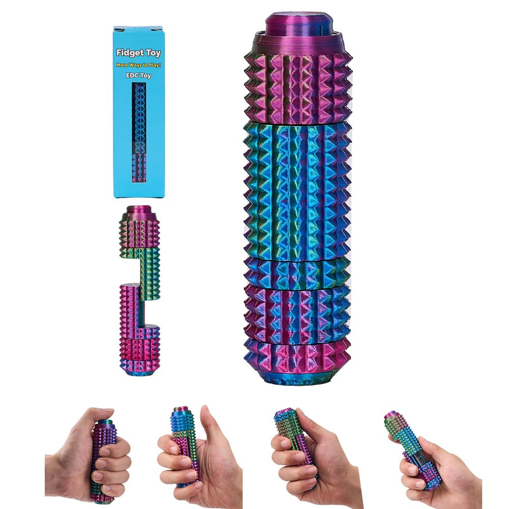 All in One Little Ouchies EDC Fidget Toy for Adults,with Fidget Slider,Button Clicker,Gear Spinner,Spiky Pain Stim,Novelty Toy for Stress Relief