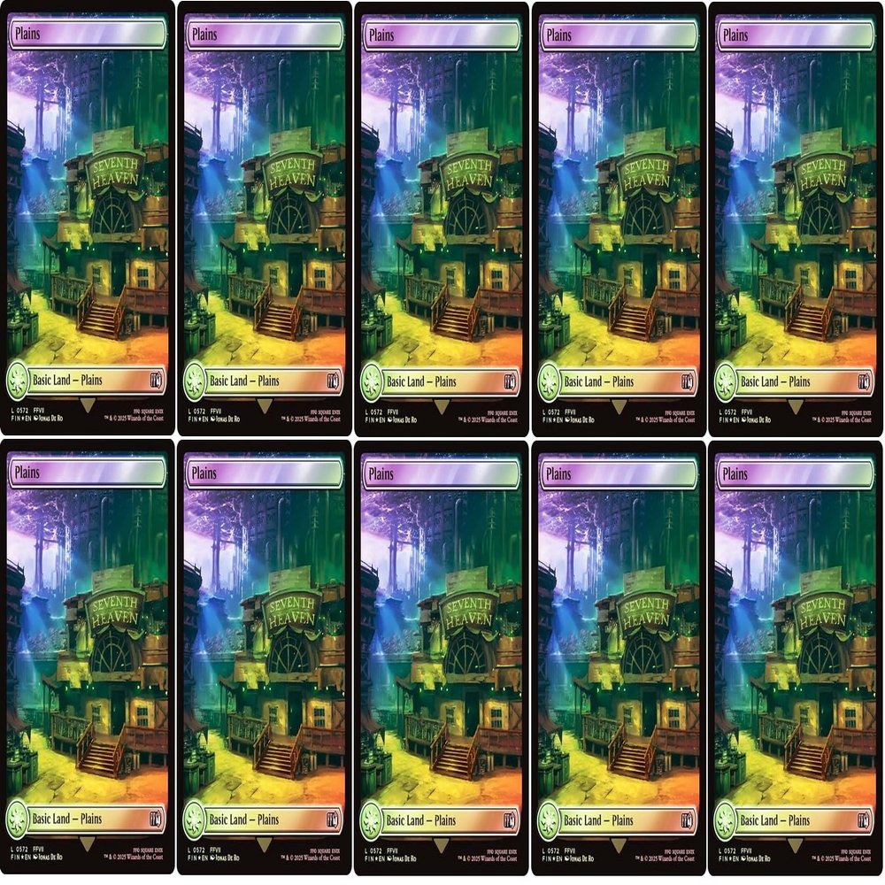 10x Magic The Gathering Final Fantasy Surge FOIL Full Art Lands - MTG - (Plains #572 (Surge Foil))